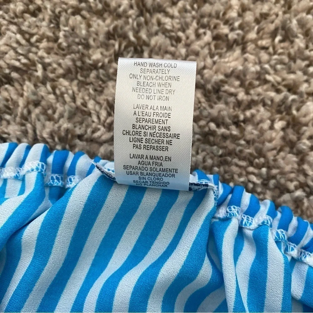 Tommy Bahama Blue White Striped Palm Party Off-the-shoulder Midi Dress Size XL - Picture 12 of 13